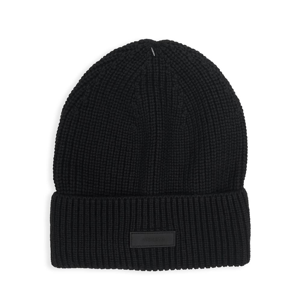 Athleta Cozy Hour Beanie One Size New $39 Black Wool Cotton Winter Stocking Hat